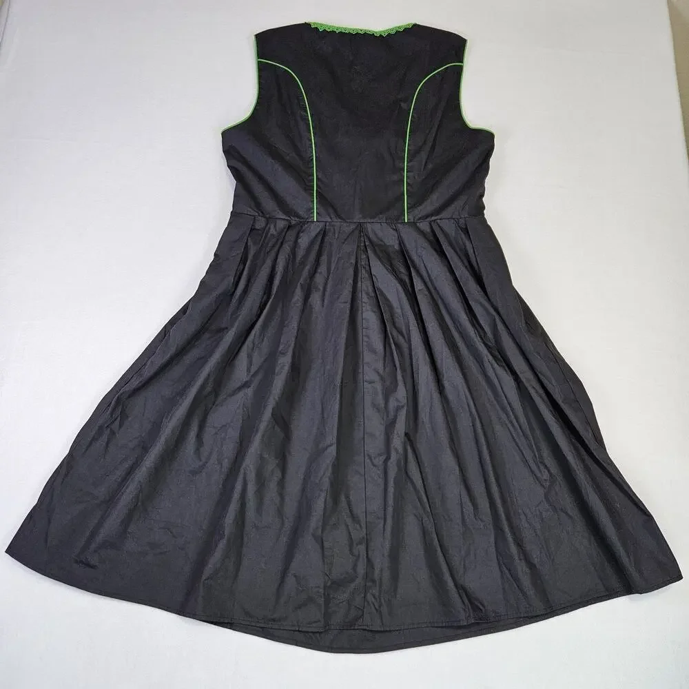 Scarlet Darkness Dirndl Dress XL Costume Bavarian Oktoberfest German Black Green - Picture 12 of 16